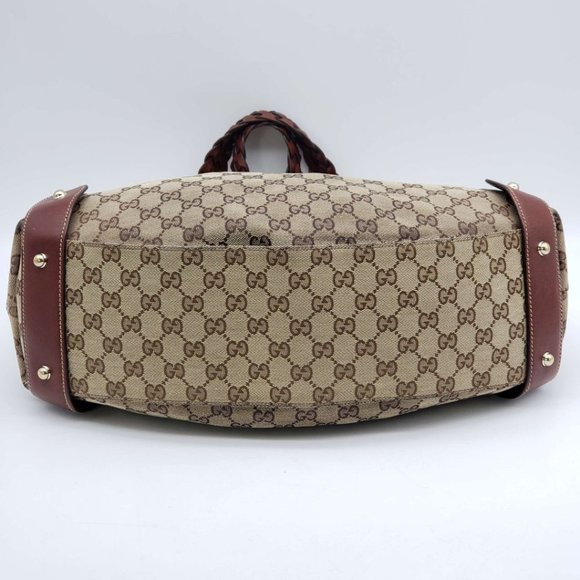 100% Authentic Gucci Leather and Canvas Brown Shoulder Bag #0650 - Picture 8 of 15